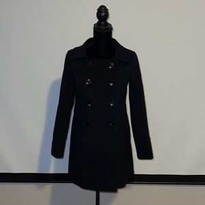 Classic Black Double-Breasted Pea Coat